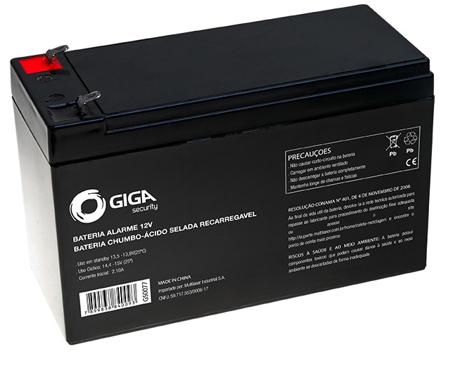 Zoom Bateria Selada Alarme Cerca Elétrica 12V 7A Giga - EN011